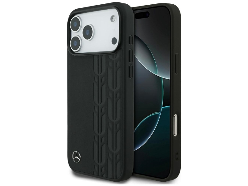 Mercedes Leder Laurel Leaves Magsafe Case Für Iphone 17 Pro Max - Schwarz