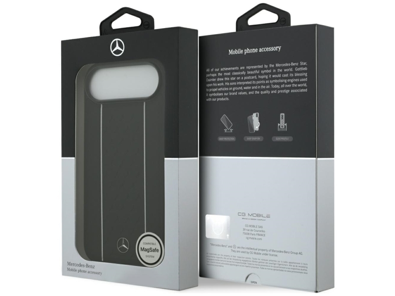 Mercedes Læder Stjernemønster Magsafe Cover Til Iphone Air - Sort