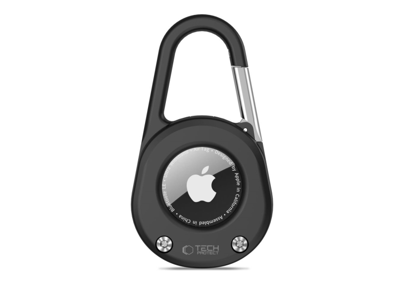Tech-Protect Slidelock Karabiner-Schlüsselanhänger-Case Für Apple Airtag 1/2 - Schwarz