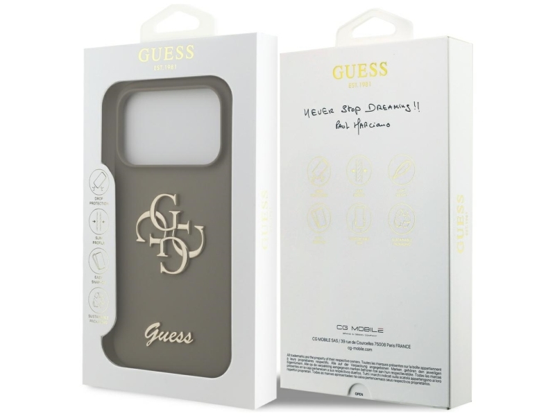 Guess Silicone Big 4G Script Case Für Iphone 17 Pro - Braun