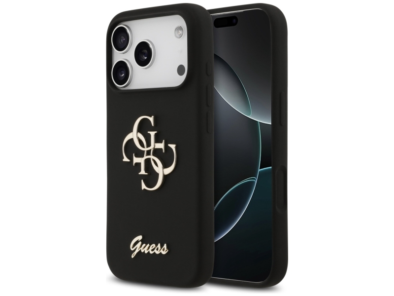 Guess Silikone Big 4G-Script Cover Til Iphone 17 Pro - Sort