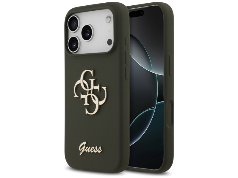 Guess Silicone Big 4G Script Cover Til Iphone 17 Pro - Grøn