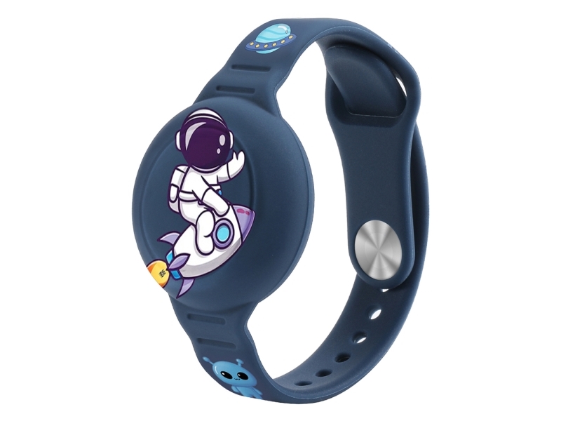 AirTag-cover silikone armbånd til børn - navyblå med astronaut