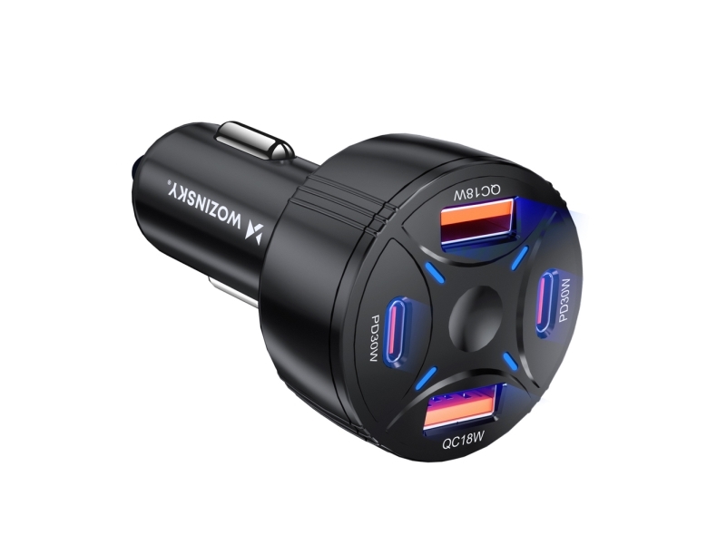 Wozinsky Kfz-Ladegerät Wls-04 60W - 2Xusb-C 2Xusb-A, Schwarz