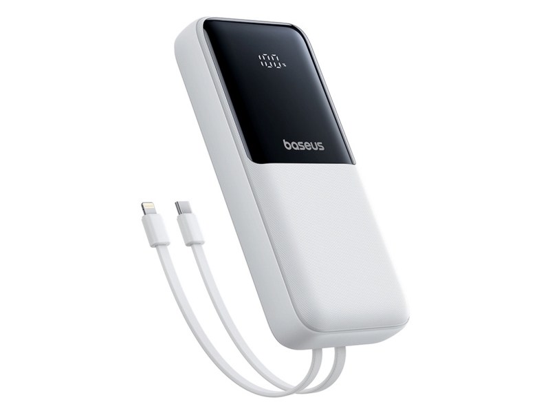 Baseus Powerbank Lipow 20000Mah 22,5W Med To Indbyggede Kabler Og Ekstra Kabel Simple Usb-A Til Usb-C 3A 20Cm Hvid