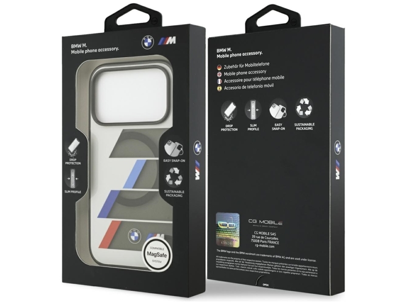 Bmw M Iml Metal Buttons Tricolor-Linien Magsafe Case Für Iphone 17 Pro - Grau