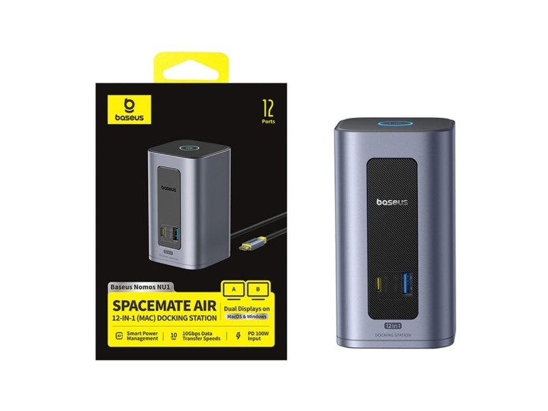 Baseus Nomos Nu1 Air Spacemate Dockingstation 12-I-1 - Grå