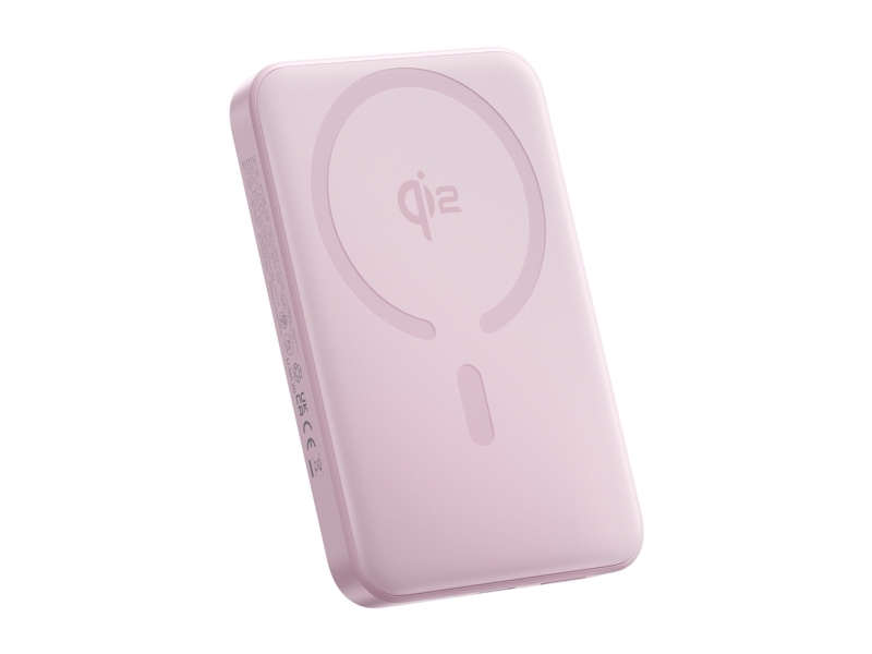 Powerbank Baseus Enerfill Fm12 Qi2 10000Mah 22,5W Kompatibel Mit Magsafe Mit Weißem Kabel Baseus Simple Usb-C 20V/3A 0,30M - Pink
