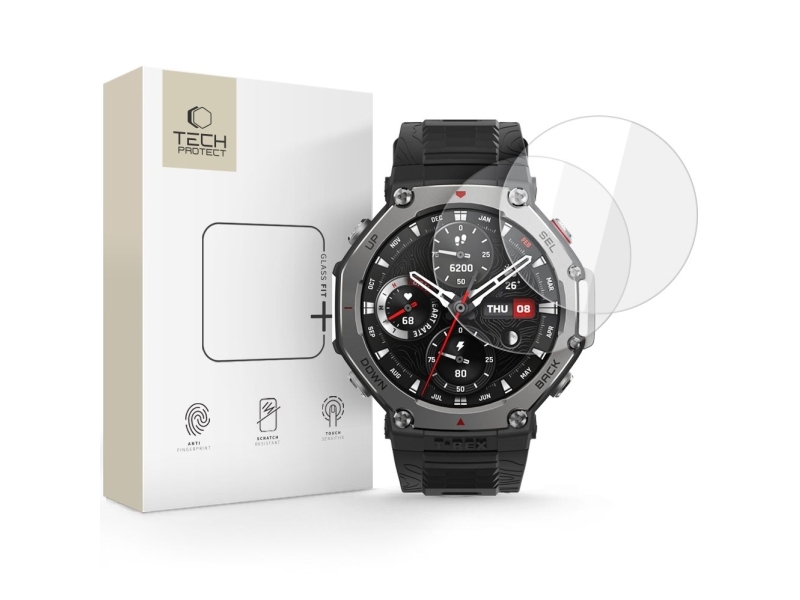 Hofi Gehärtetes Glas Tech-Protect Glass Fit+ Für Amazfit T-Rex 3 Pro 48Mm Klar [2Er-Set]