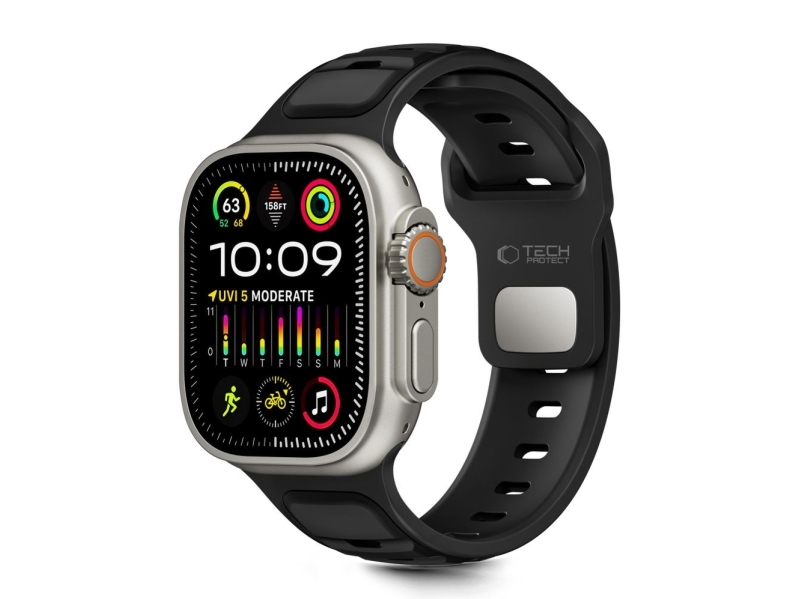 Tech-Protect Iconband Line-Rem Til Apple Watch 44 / 45 / 46 / 49 Mm - Sort