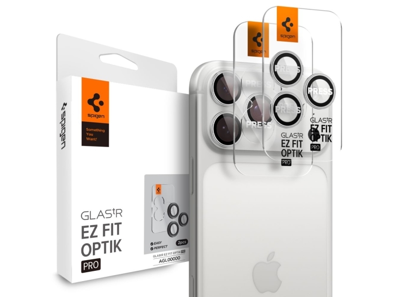 Spigen Optik Pro Glas.Tr ”Ez Fit” Kameraschutz 2Er-Set Für Iphone 16 Pro / Max / 17 Pro / Max - Silber