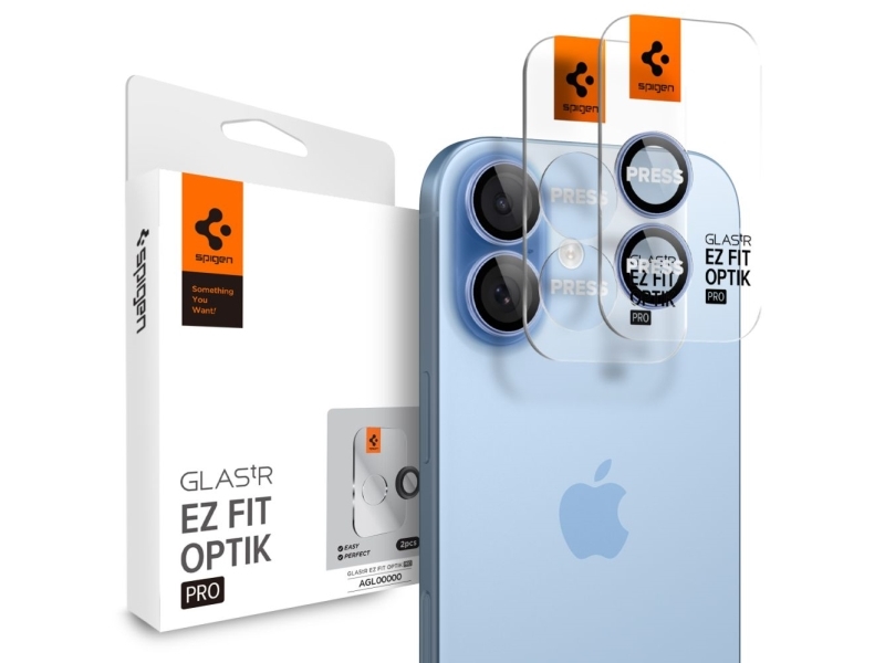 Spigen Optik Pro Glas.Tr ”Ez Fit” Kameraschutz 2Er-Set Für Iphone 16 / 16 Plus / 17 - Blau