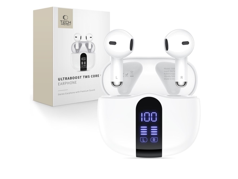Tech-Protect Tech-Protect Ultraboost Tws Øretelefoner Med Opladestation? Earphone Core G2 White