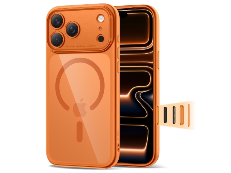 Tech-Protect Magpeak Magsafe Cc Etui Til Iphone 17 Pro Max - Transparent Orange
