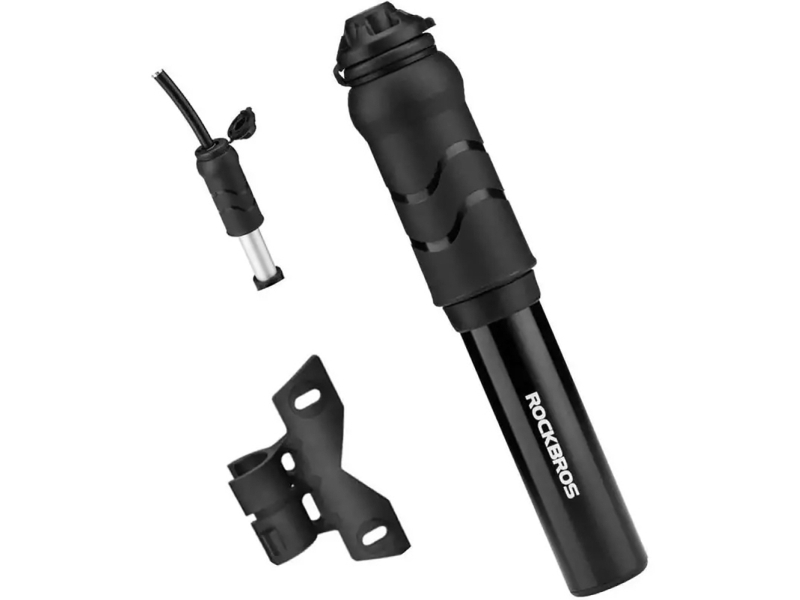 Rockbros 810PCS-HP mini manuel cykelpumpe med Presta- og Schrader-slange - sort