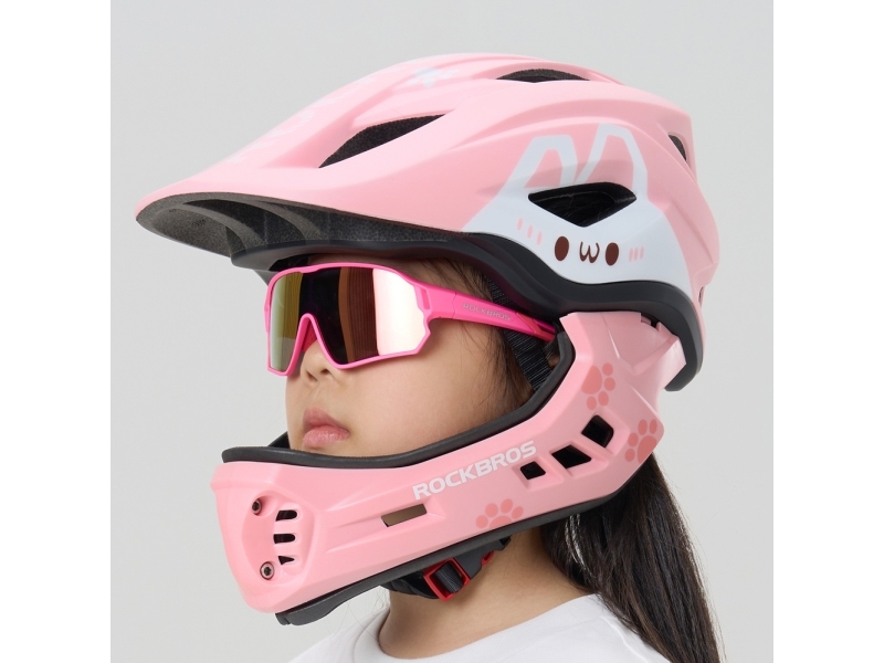 RockBros TT-32001 kaninbarnehjelm med avtagbar haKr&auml;m rosa stl. S (48-52)