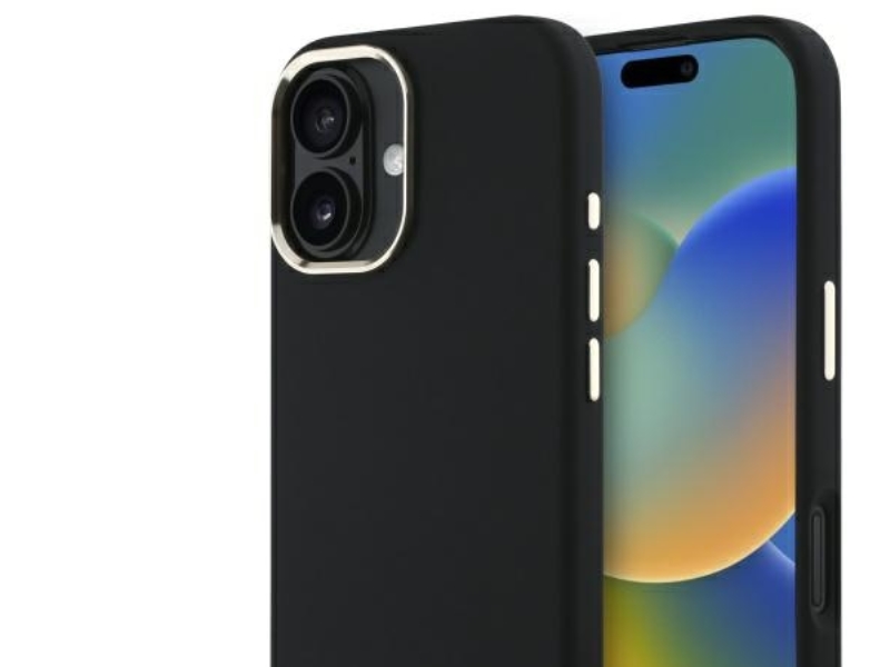 Guess Silikone Cover Med Metallogo & Ramme Til Iphone 16 Plus - Sort