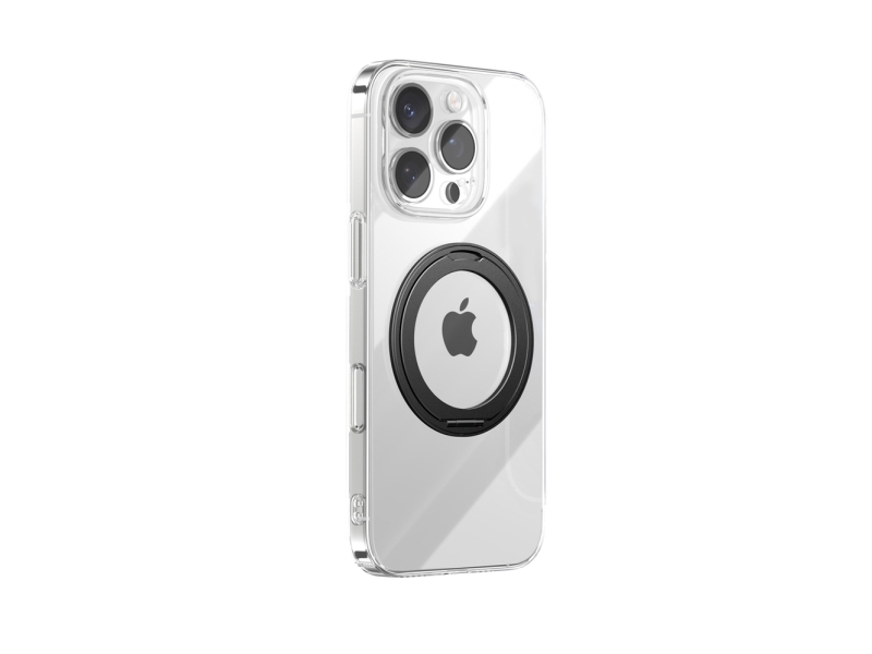 Joyroom Jr-16Jl6 Ultra-Tynd Magsafe-Kompatibel Cover Til Iphone 16 Pro Max Med 360° Ringstativ - Sort