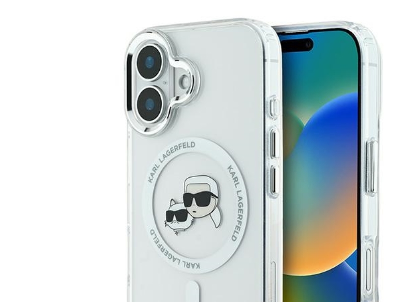 Karl Lagerfeld Iml Metal Karl&Choupette Head Magsafe-Cover Til Iphone 16 Plus - Hvid