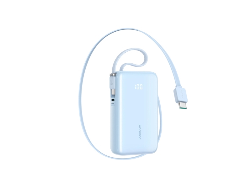 Joyroom Powerbank Jr-Pr2l 10000Mah 35W Mit Eingebautem, Ausziehbarem Usb-C-Kabel Und Usb-C-Kabelband Blau