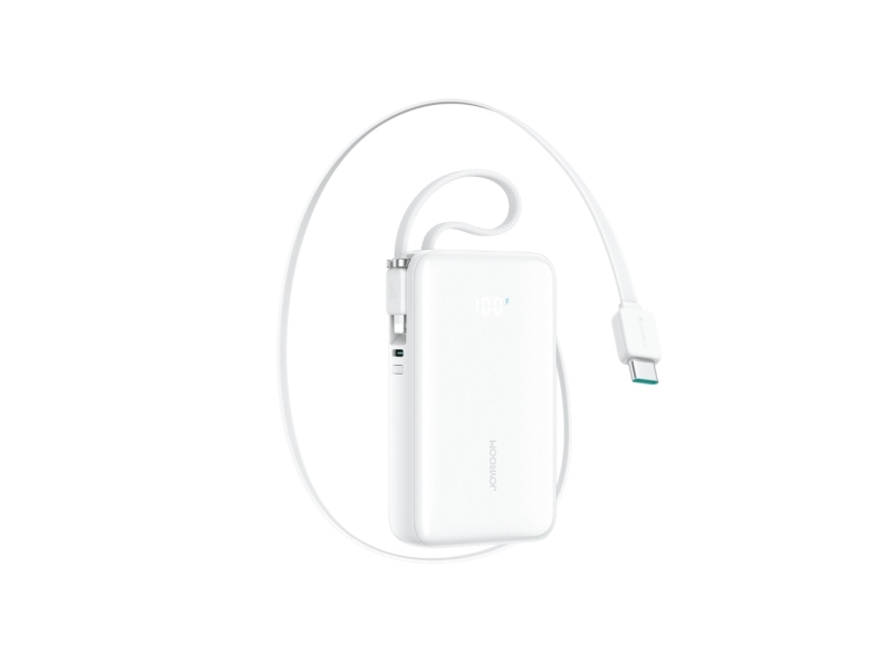 Joyroom Powerbank Jr-Pr2l 10000Mah 35W Mit Integriertem Ausziehbarem Usb-C-Kabel Und Lightning-Kabel - Weiß