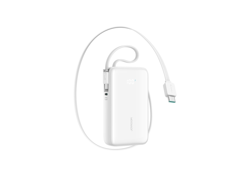 Joyroom Powerbank Jr-Pr2 35W 10000Mah Med Indbygget Lightning-Kabel Og Usb-C Kabel - Hvid