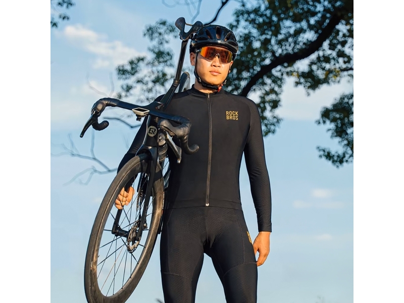 Rockbros Ydwt020 Diamant Cykeltrøje Forår/Efterår/Vinter Str. M - Sort