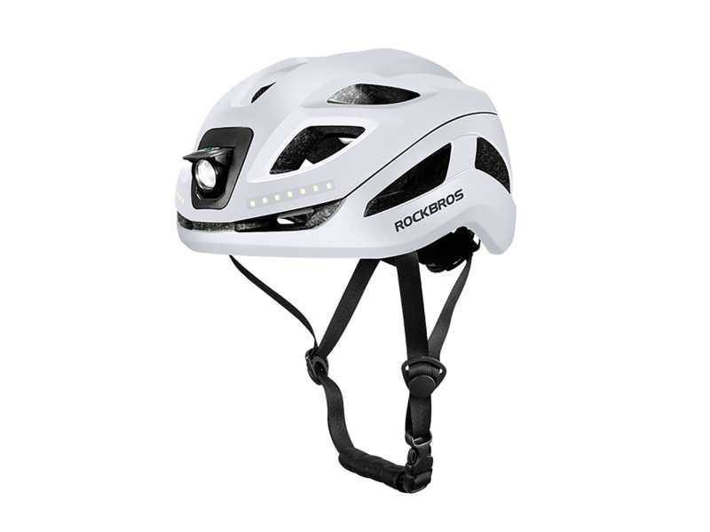 Rockbros ZK-077 cykelhj&auml;lm med integrerad fler-riktad belysning 57-61 cm - vit