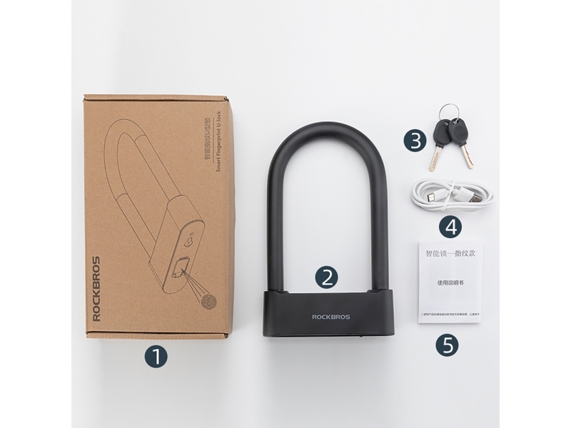 RockBros cykell&aring;s 32210818001 SMART med fingeravtrycksl&auml;sare och Bluetooth, svart