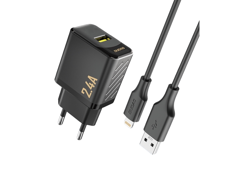 Dudao A23LEU adapter 12 W 1xUSB-A (1 m USB-A till Lightning-kabel ingår) svart | Tele & GPS - Batteri & Laddare - Laddare | GameStuff