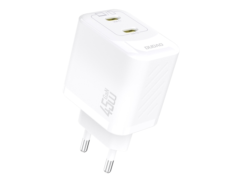 Nätladdare 2xUSB-C GaN PD 45W - vit | Tele & GPS - Batteri & Laddare - Laddare | GameStuff