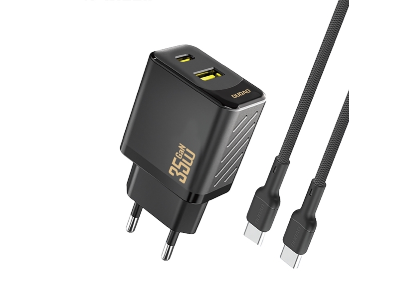 Dudao Netzladegerät Usb-A/Usb-C Mit Usb-C-Kabel Pd Qc 35W - Schwarz