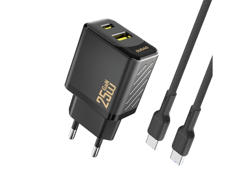 Dudao A26TCEU adapter 25 W 1xUSB-C 1xUSB-A (1 m USB-C till USB-C-kabel medföljer) svart | TV, Ljud & Bild - Hörlurar & Mikrofoner | GameStuff