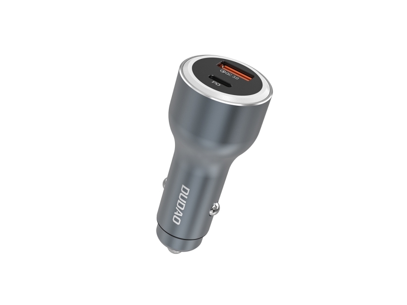 Dudao Kfz-Ladegerät Usb-A Auf Usb-C Pd Qc Led 120W - Grau