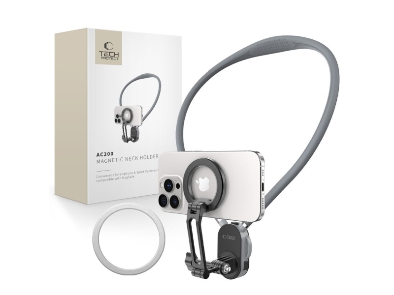 Tech-Protect TECH-PROTECT AC200 magnetisk Magsafe & GoPro & DJI nakkestøtte CRAYON GREY