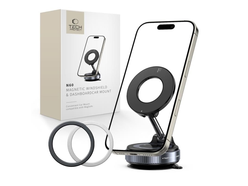 TECH-PROTECT N60 MAGNETIC MAGSAFE WINDSHIELD & DASHBOARD CAR MOUNT BLACK
