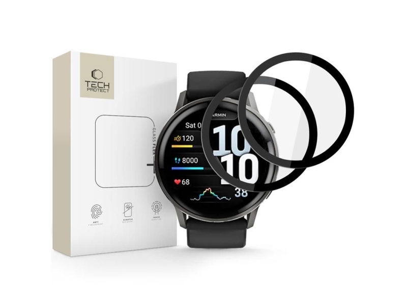 Hofi Hybridglas Tech-Protect Glass Flex+ Für Garmin Venu 4 45Mm Schwarz [2Er-Set]
