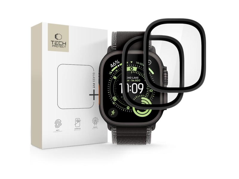 Tech-Protect 2-Pak Hærdet Glas Til Apple Watch Ultra 49Mm - Sort
