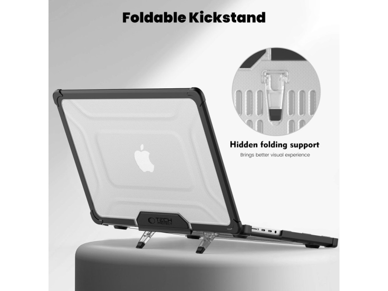 Tech-Protect Smartshell Pro Cover Til Macbook Pro 14 M1/M2/M3/M4/M5 2021-2025 - Sort Og Gennemsigtigt