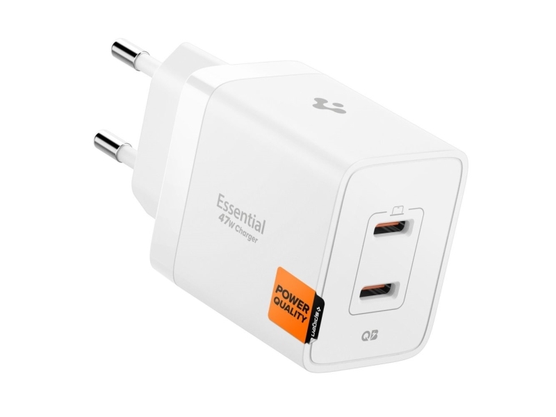 Spigen Essential Ee472eu 2-Port Usb-C 47W Wandladegerät - Weiß