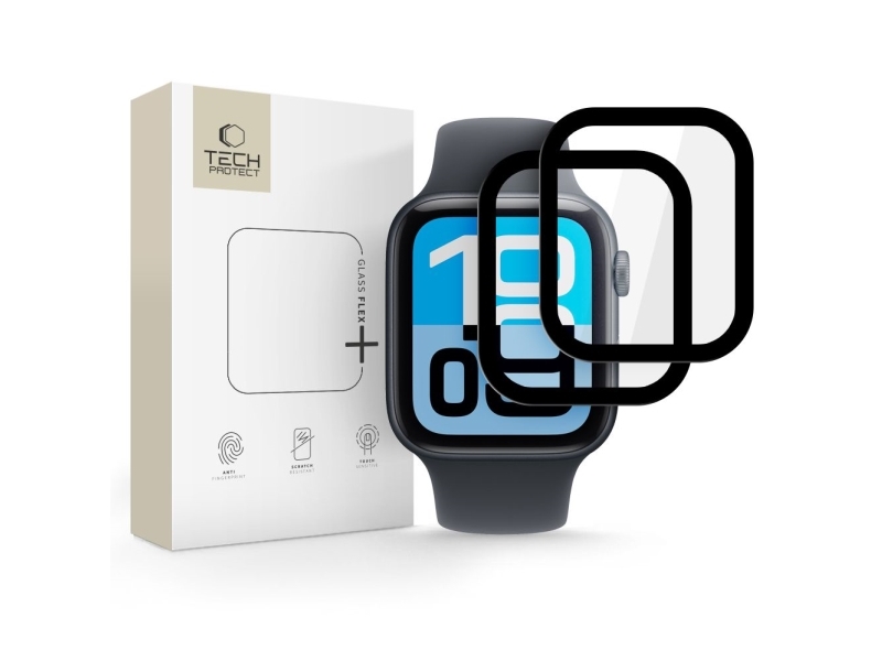 Tech-Protect Glass Flex+ Skærmbeskytter 2-Pak Apple Watch 4/5/6/Se 1/2/3 (44Mm) Sort