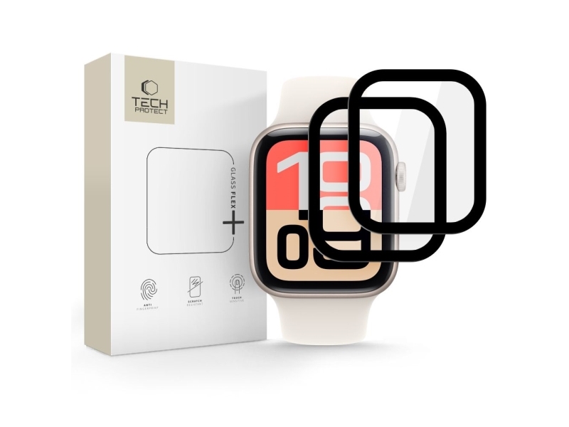 4Kom.Pl Hybridglas Tech-Protect Glass Flex+ 2-Pack Til Apple Watch 4/5/6/Se 1/2/3 (40Mm) Sort