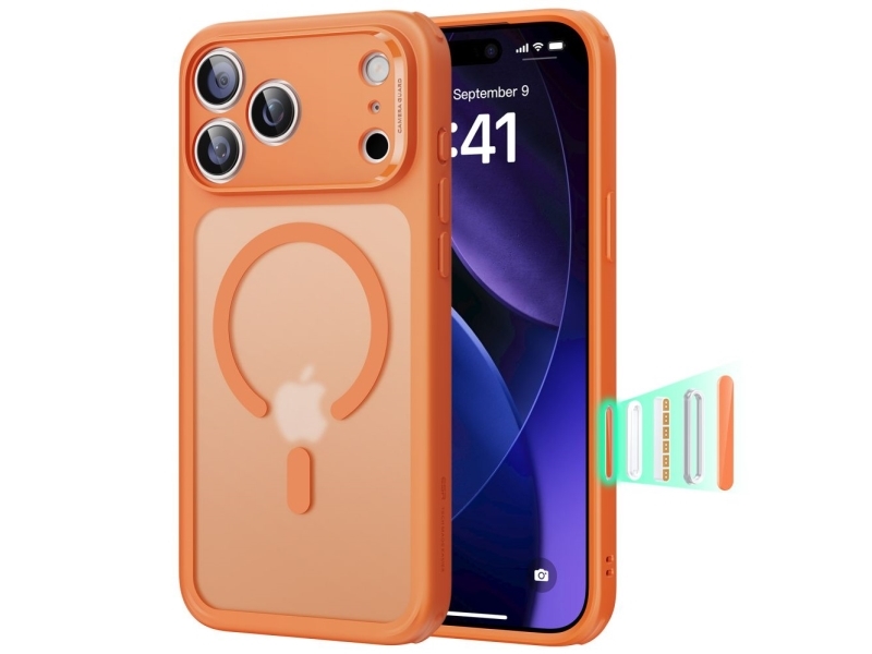 Esr Classic Hybrid Magsafe-Cover Til Iphone 17 Pro Max - Klar/Orange