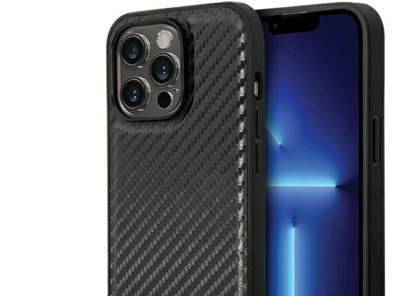 Bmw Læder Carbon Cover Til Iphone 13 Pro Max - Sort