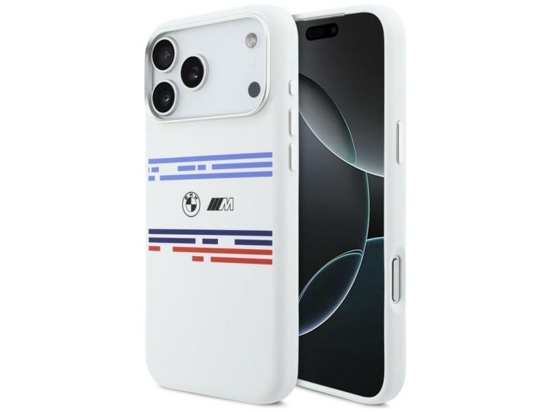 Bmw M Silikone Vandret Linje Magsafe Cover Til Iphone 17 Pro Max - Hvid