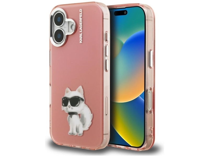 Karl Lagerfeld Iml Aquarelle Choupette & Logo Iphone 16 Case - Pink