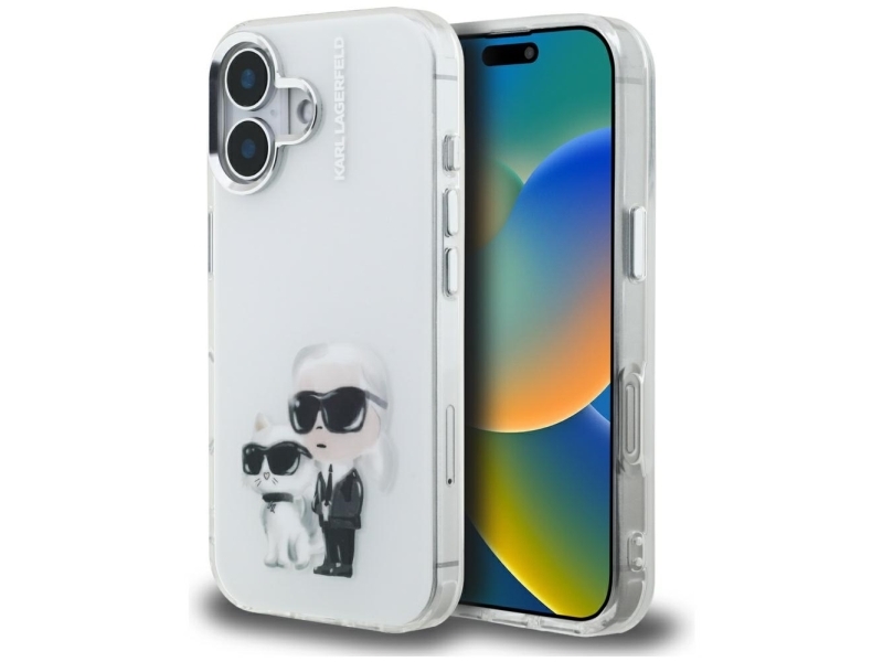 Karl Lagerfeld Iml Aquarelle Karl & Choupette & Logo Iphone 16 Case - Weiß