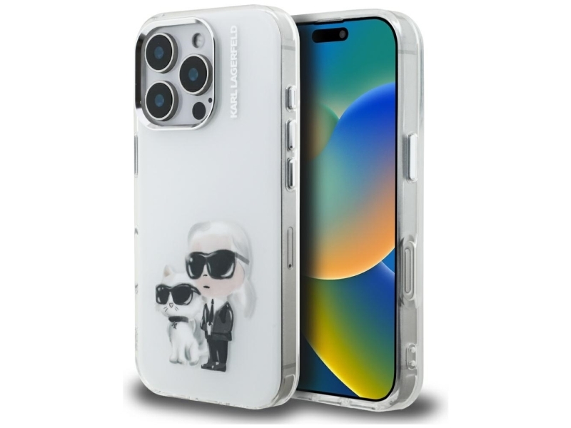 Karl Lagerfeld Iml Aquarelle Karl &Amp Choupette &Amp Logo Case Für Iphone 16 Pro - Weiß