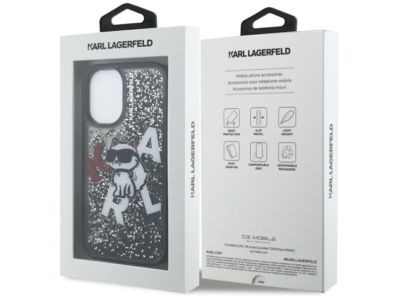 Karl Lagerfeld Liquid Glitter Choupette Logo-Hülle Til Iphone 16 - Sortieren