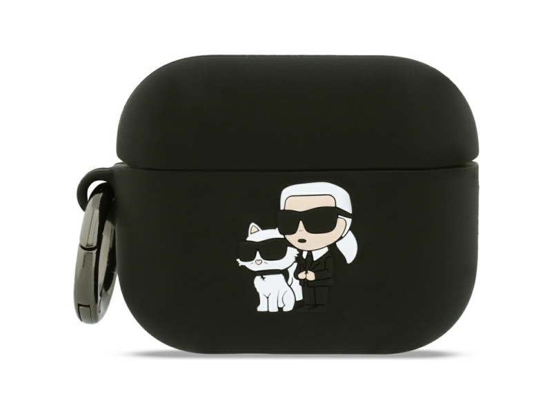 Karl Lagerfeld Silicone Karl & Chaupette Head 3D Etui Til Airpods Pro 3 - Sort